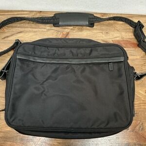 Hartmann Luggage Black Canvas Nylon and Leather Laptop Messenger Shoulder Bag